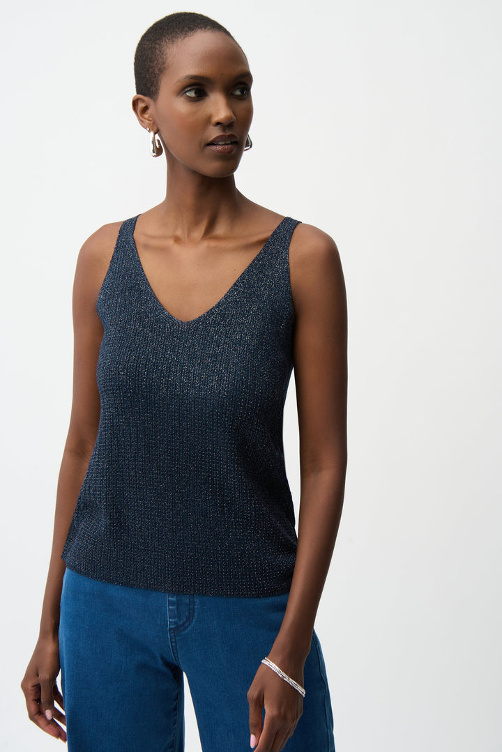 METALLIC KNIT CAMI WITH RHINESTONES