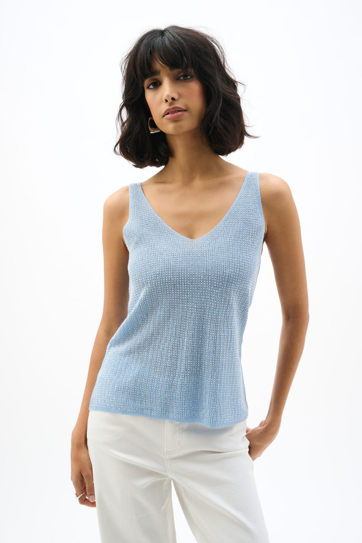 METALLIC KNIT CAMI WITH RHINESTONES