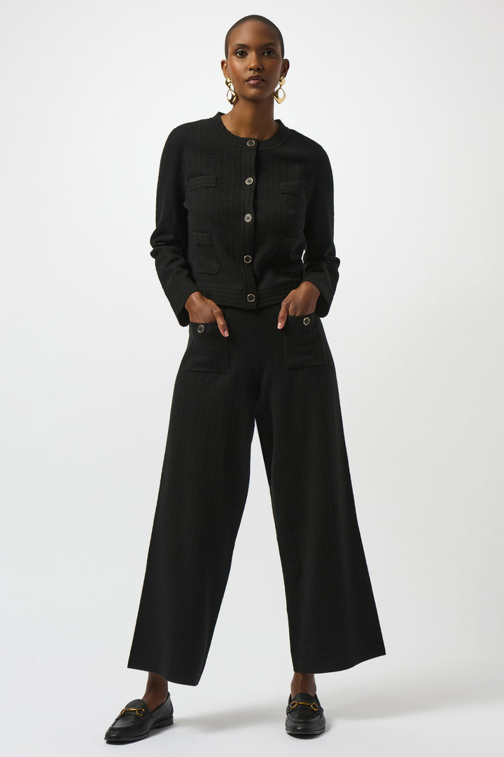 BLACK KNIT CREW NECK JACKET