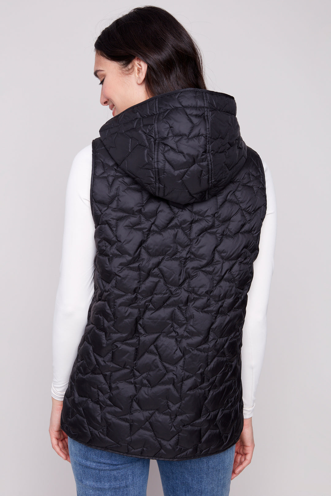 STAR QUILTED HOODIE VEST