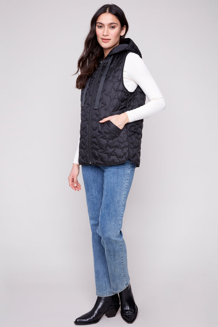 STAR QUILTED HOODIE VEST