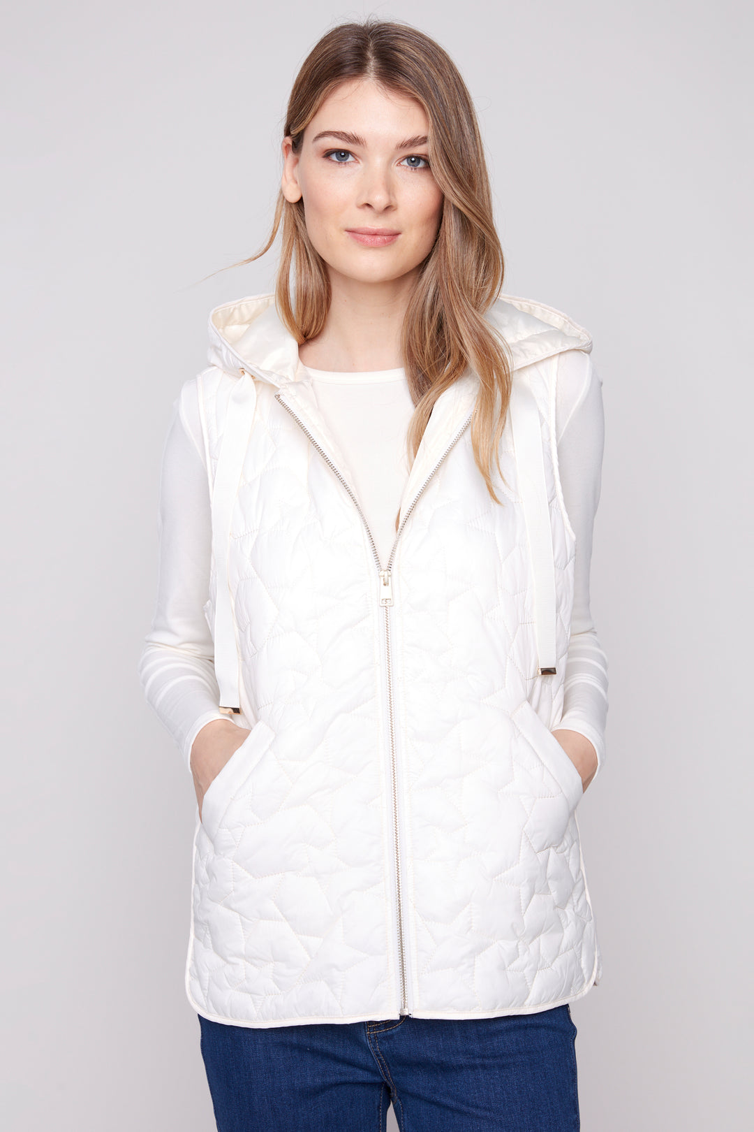 STAR QUILTED HOODIE VEST