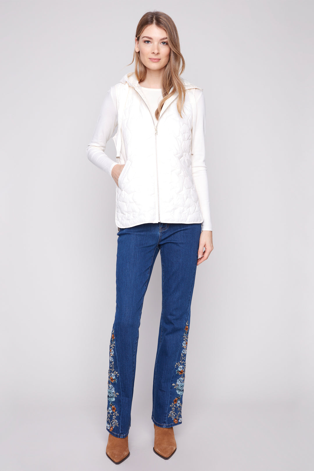 STAR QUILTED HOODIE VEST