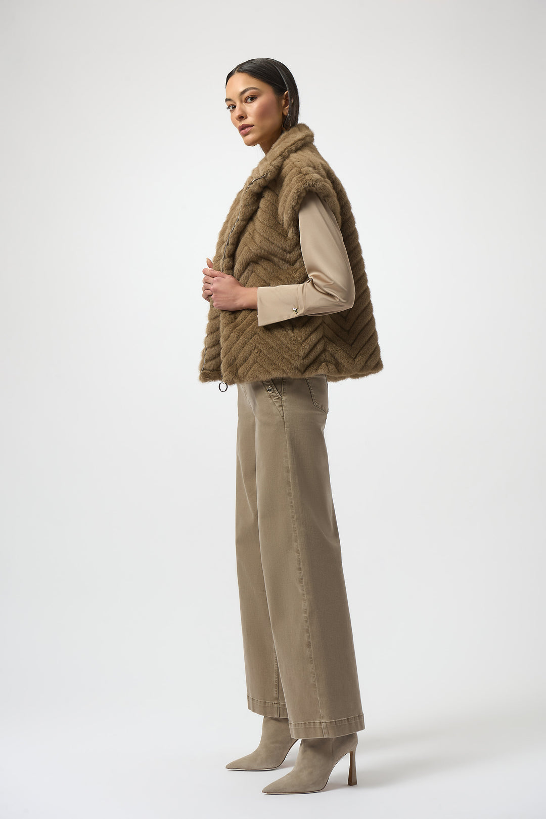MINK CHEVRON FAUX FUR VEST