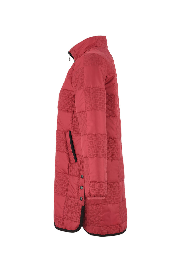 Bordeaux quilted jacket on a white background