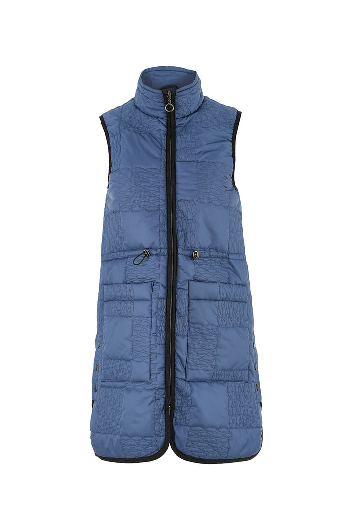 Blue puffer vest on a white background