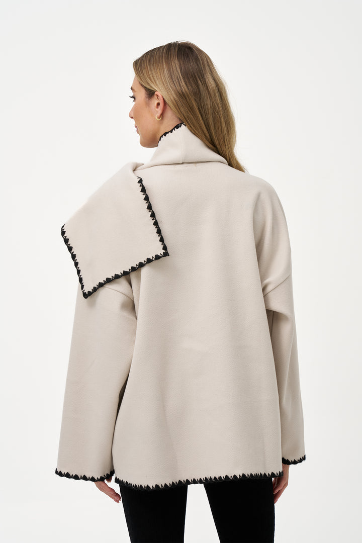 MOONSTONE JACKET WITH SCARF & CONTRAST STITCHING