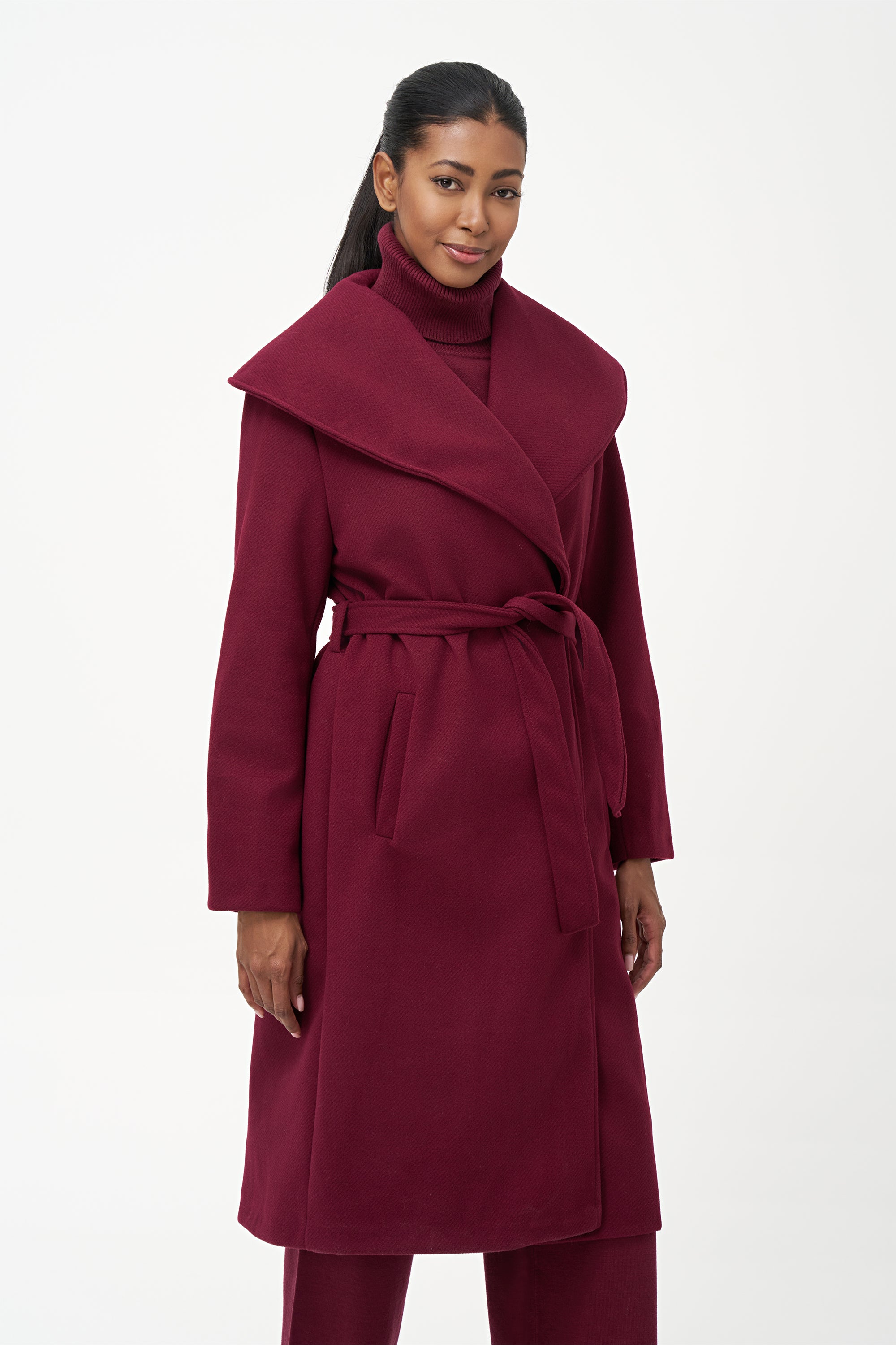 SHAWL COLLAR COAT WITH BELT – Aldila Boutique
