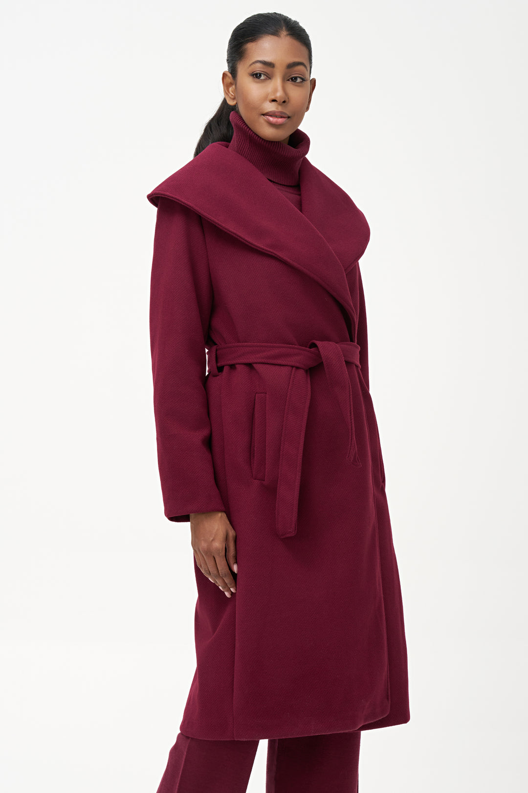 SHAWL COLLAR COAT WITH BELT