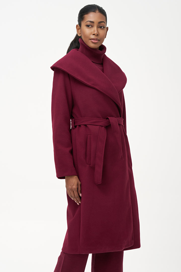 SHAWL COLLAR COAT WITH BELT