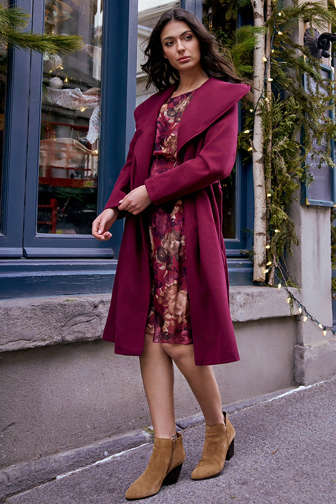 SHAWL COLLAR COAT WITH BELT