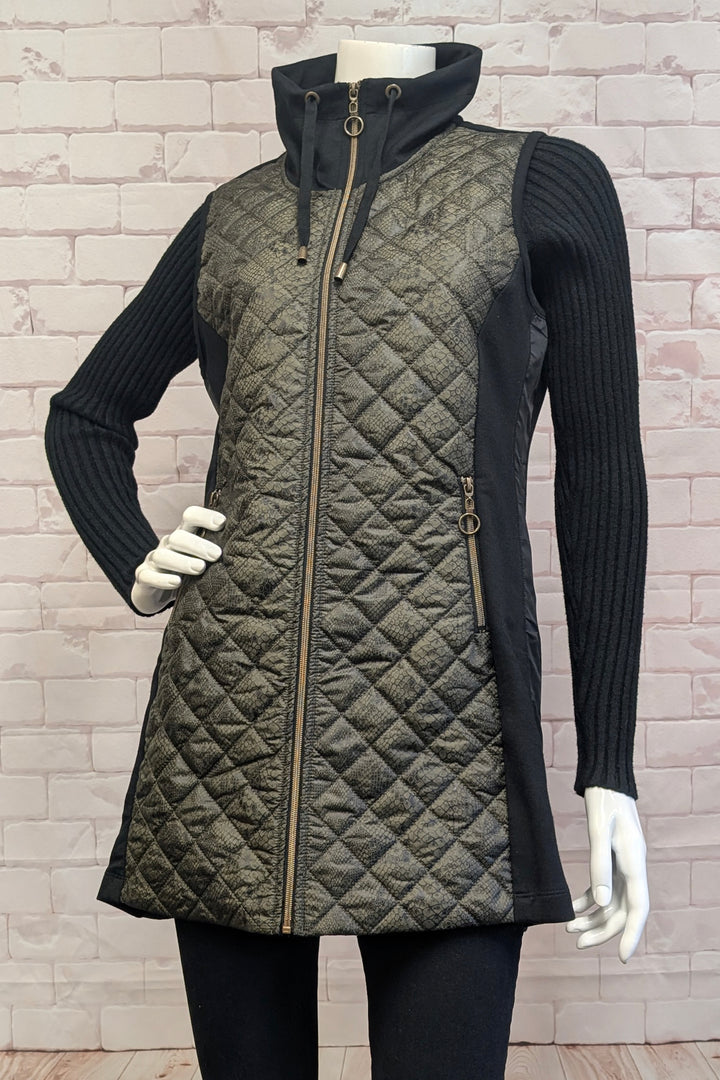 SNAKE QUILT FRONT LONG VEST