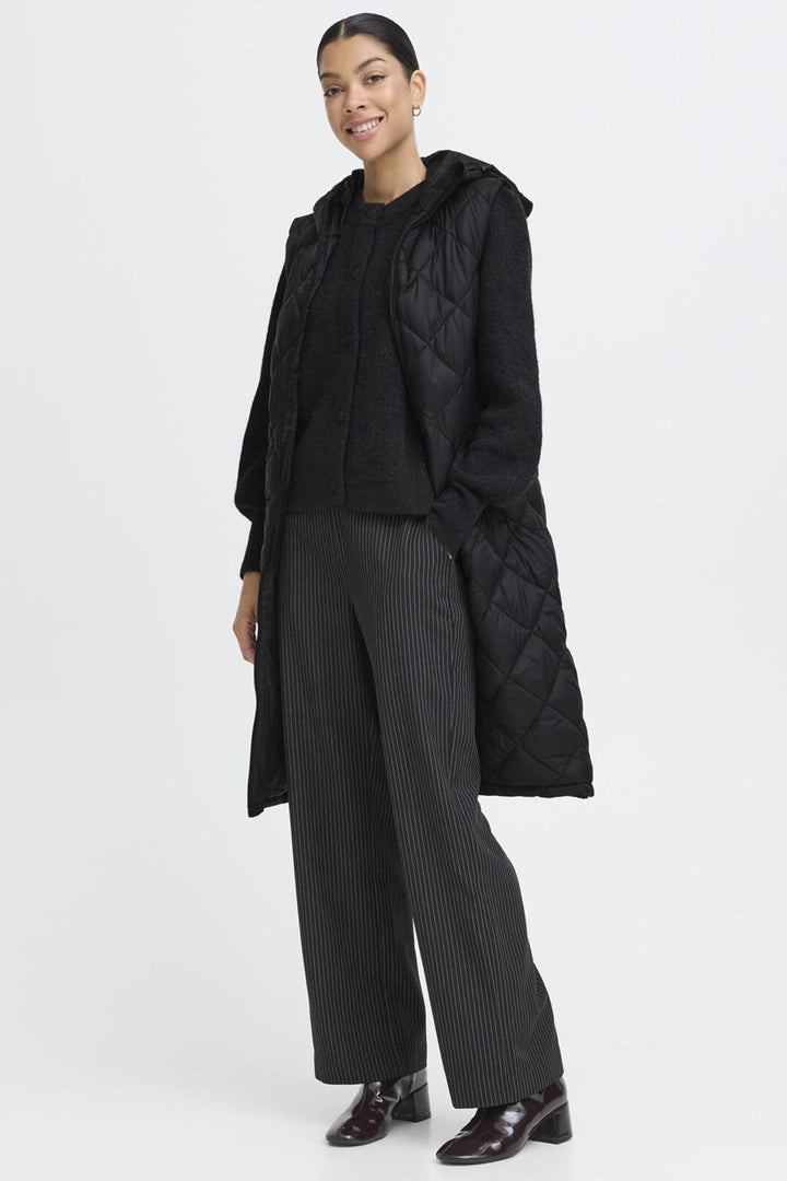 DIAMOND QUILT LONG HOODIE VEST