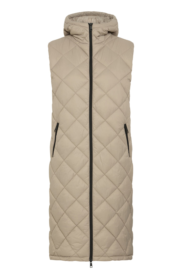 DIAMOND QUILT LONG HOODIE VEST