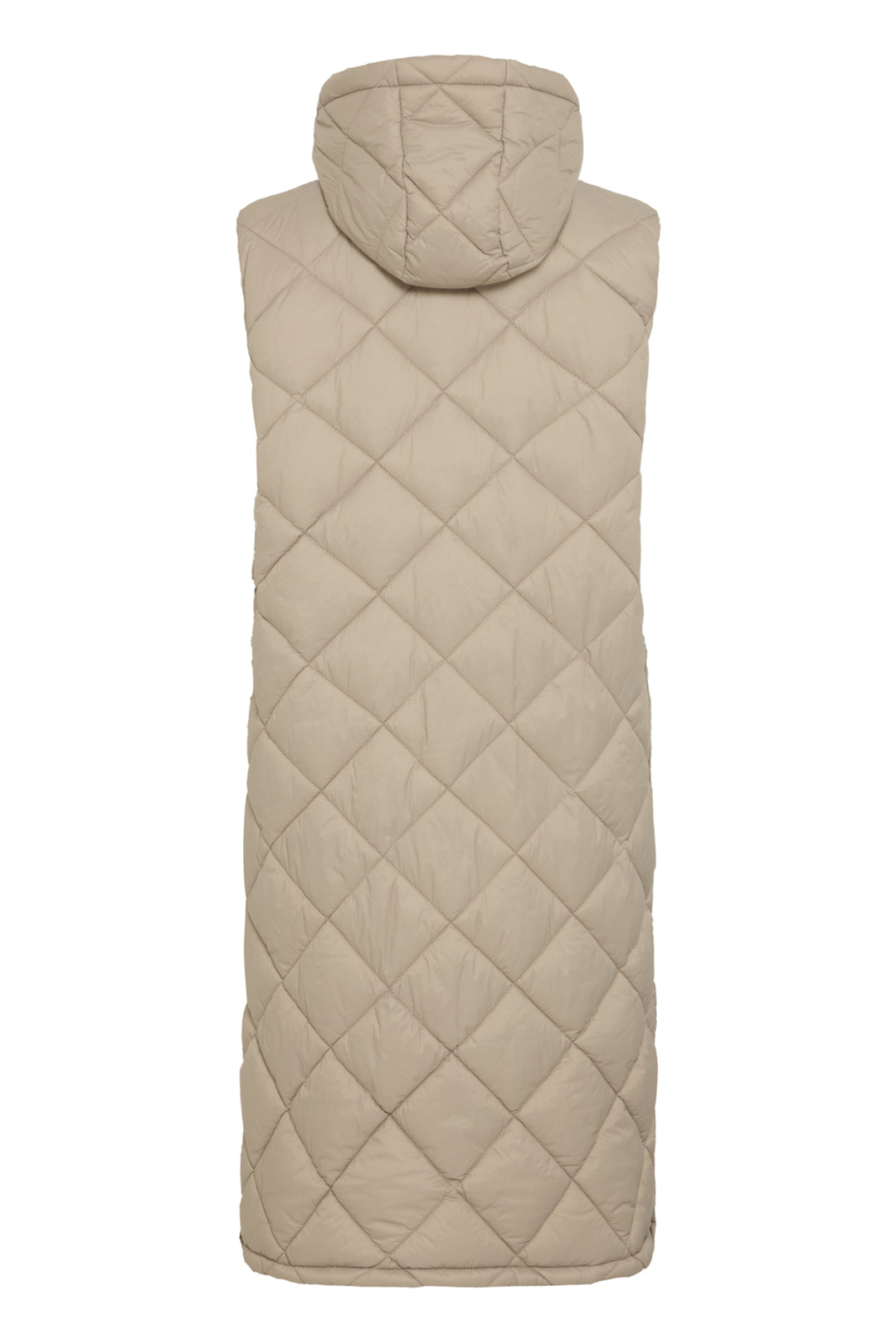 DIAMOND QUILT LONG HOODIE VEST