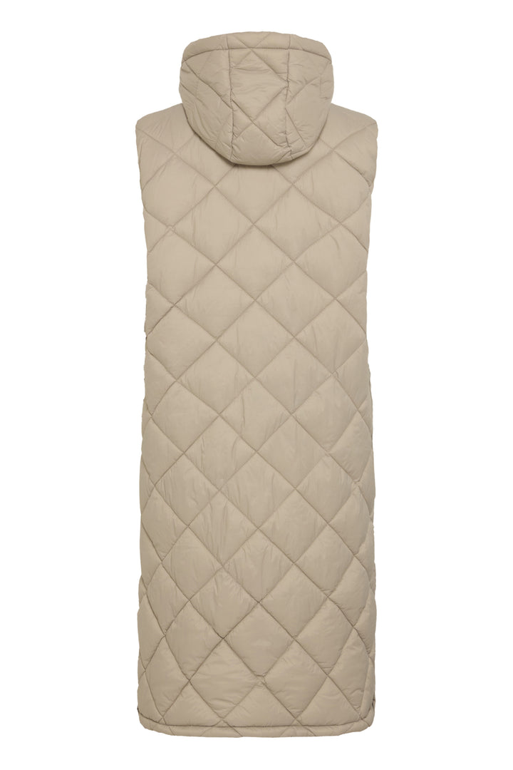 DIAMOND QUILT LONG HOODIE VEST