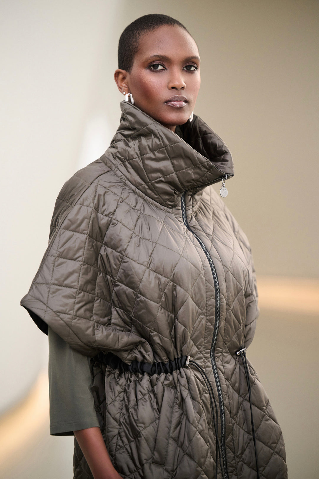 QUILTED DRAWSTRING WAIST VEST
