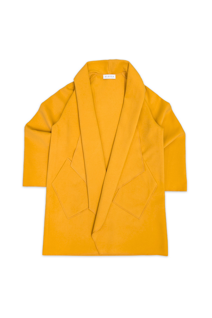 Yellow coat on a white background