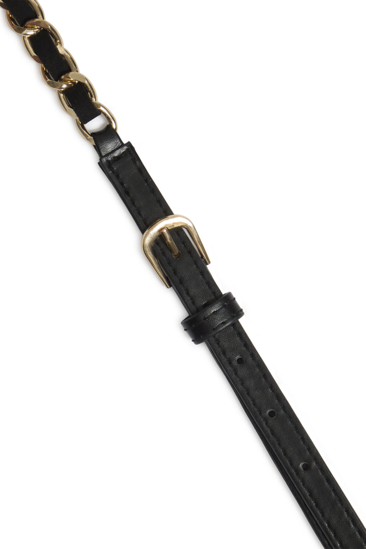 PLEATHER BELT WITH CHAIN