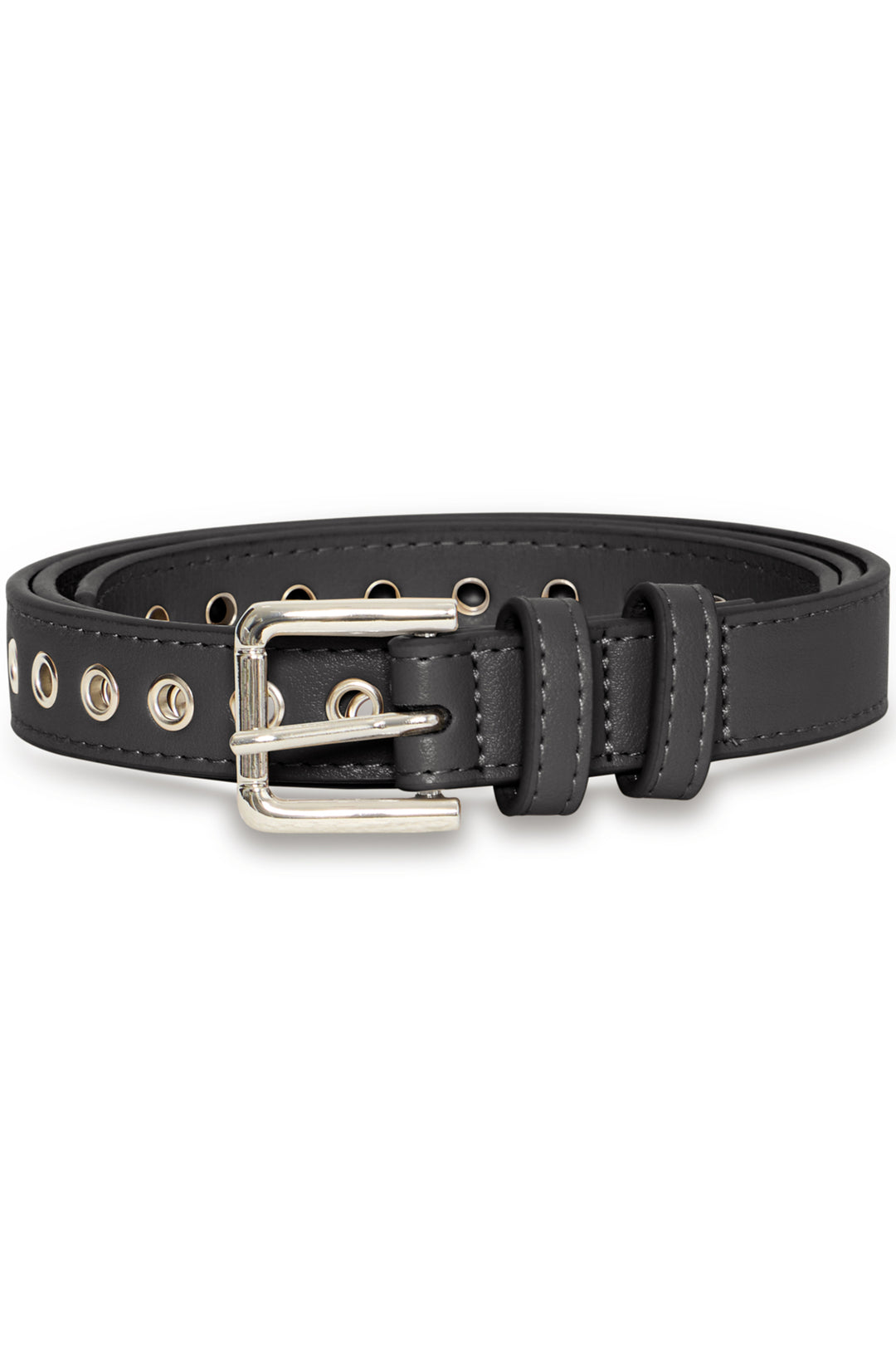 ICHI Fall 2025 
This slim-style classic black belt features neat stitching and carefully lined grommets throughout, marrying casual appeal with rustic charm. 