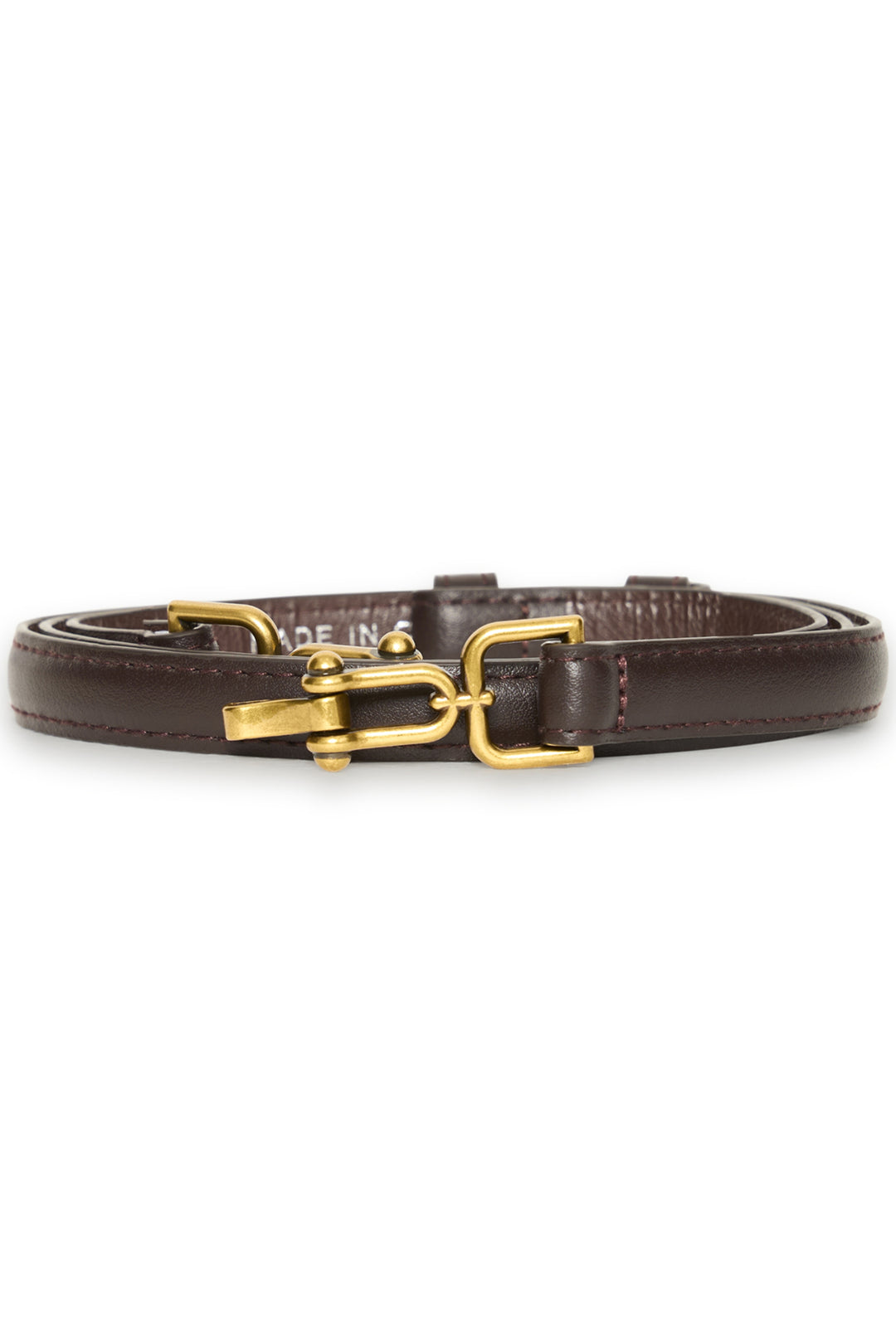 ICHI Fall 2025 
This adjustable skinny belt features an antique-gold buckle that adds a vintage touch to any outfit. 