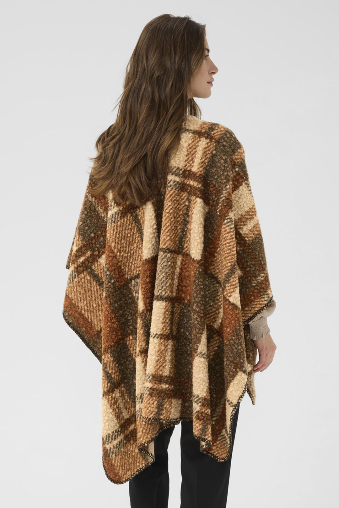 PLAID BOUCLE CAPE