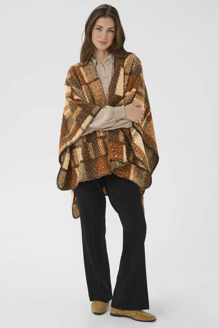 PLAID BOUCLE CAPE