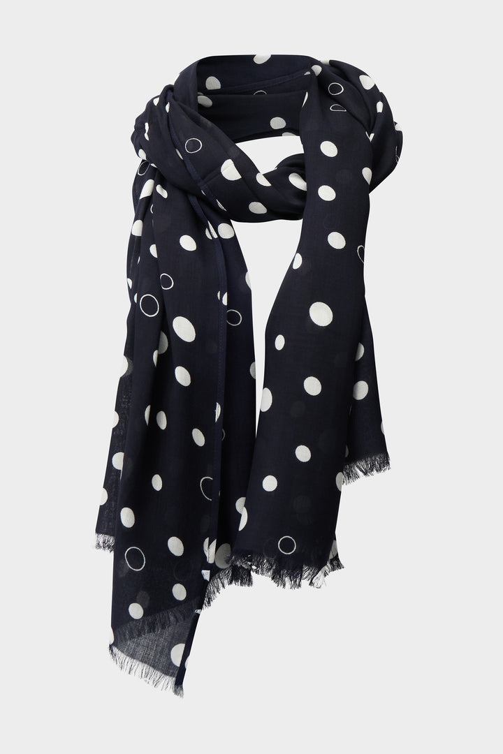 Black polka dot scarf on a white background