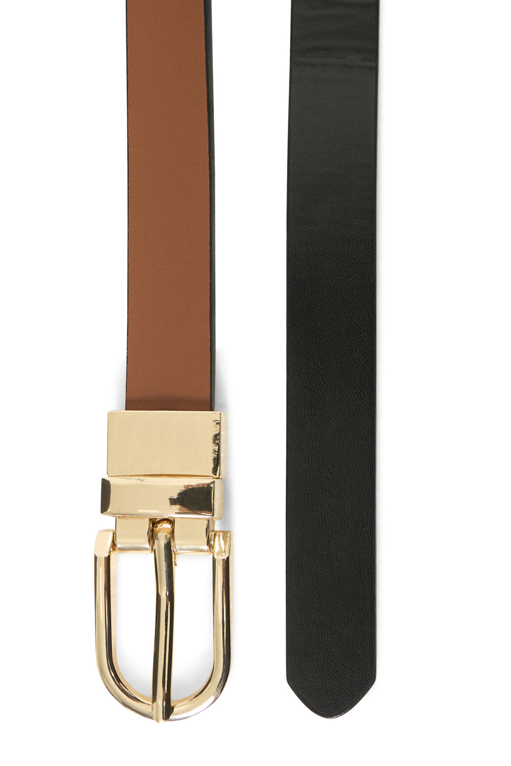 Brown belt with gold buckle and black belt on a white background