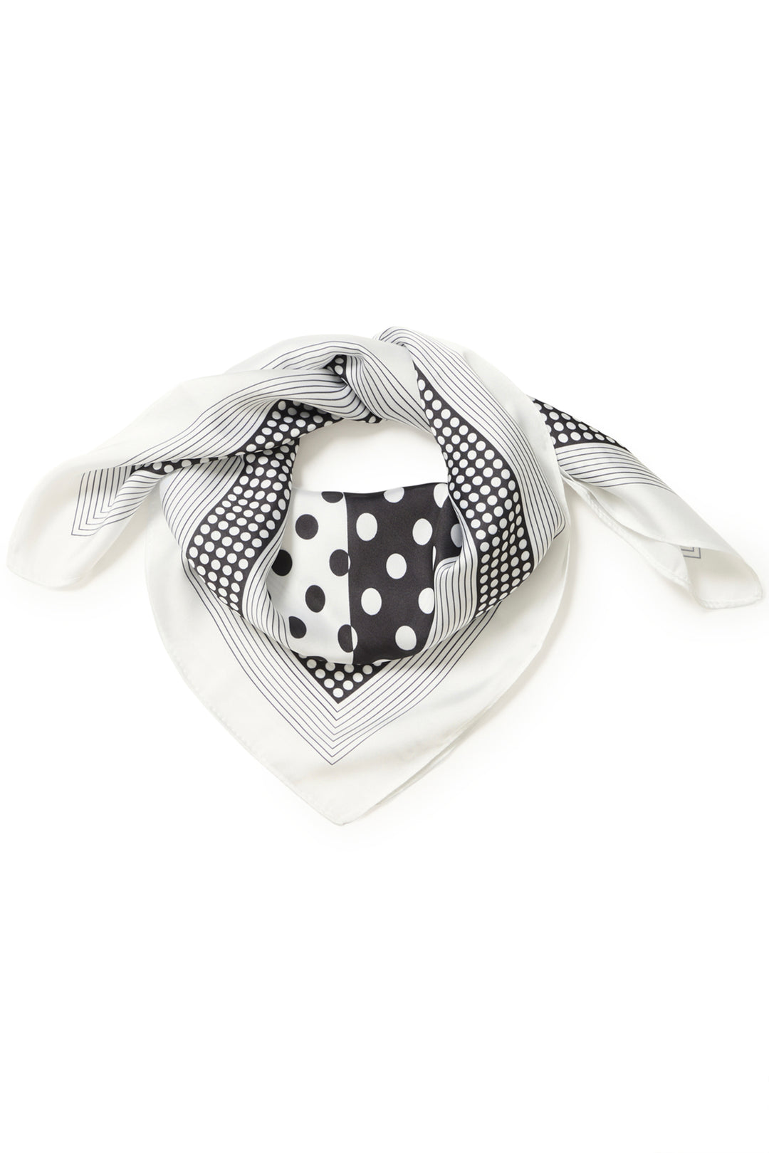Polka dot scarf folded on a white background 