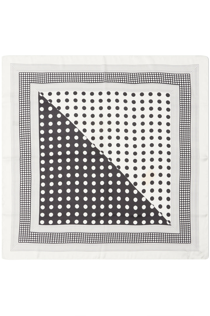 Black and white patterned square scarf on a white background