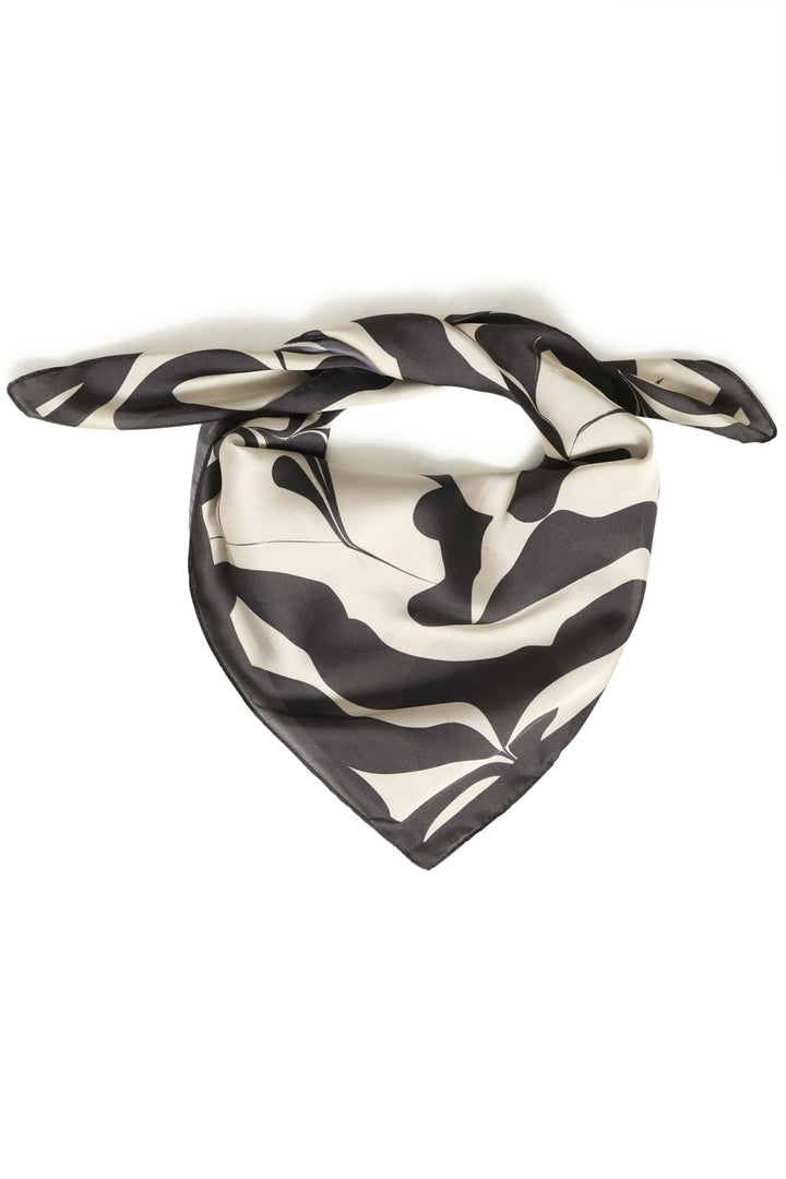 Black and white patterned scarf on a white background
