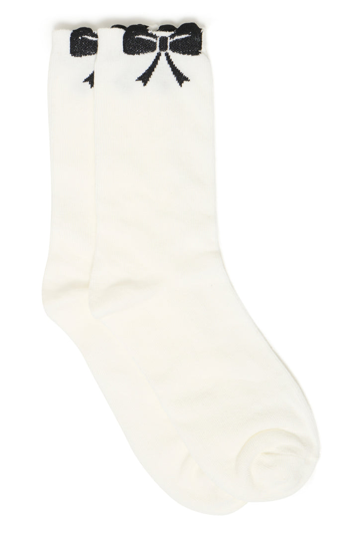 IVORY BLACK BOW SOCKS