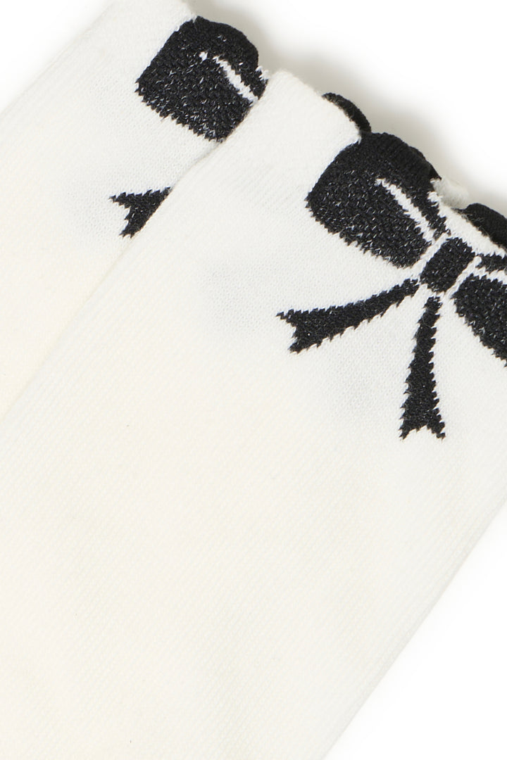 IVORY BLACK BOW SOCKS