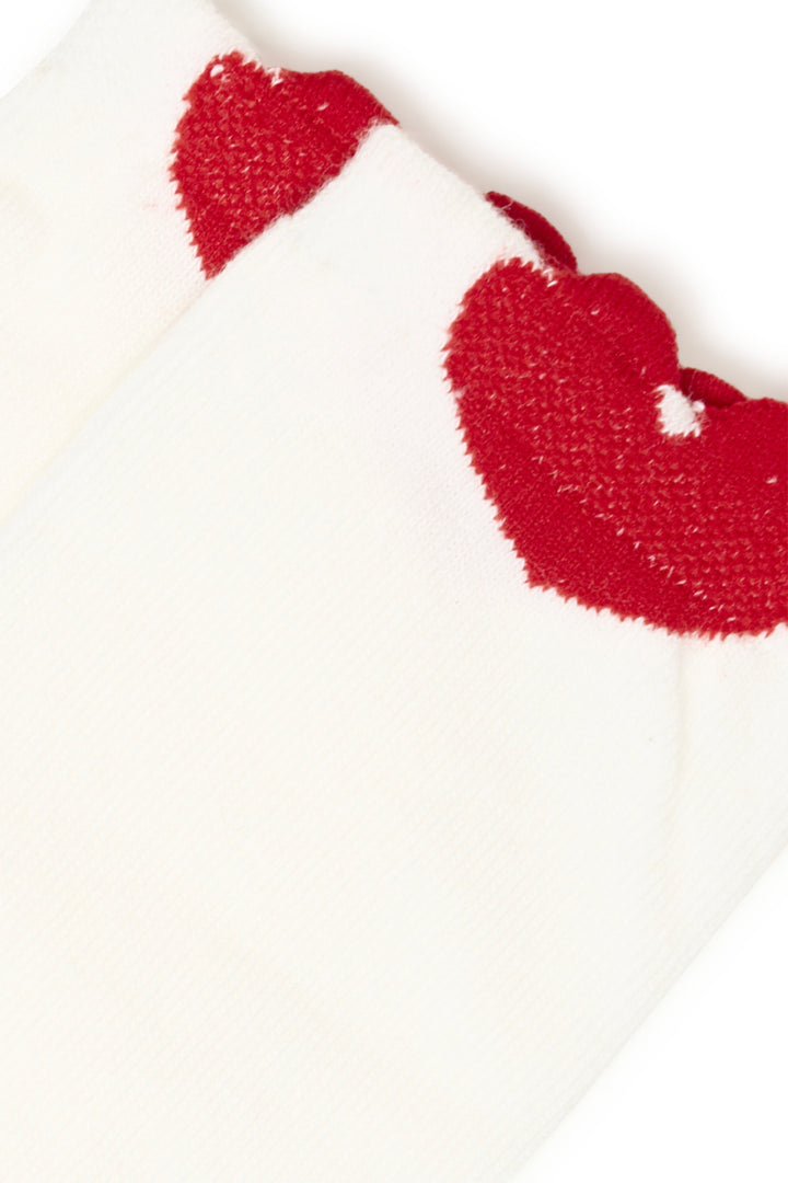 IVORY RED HEART SOCKS