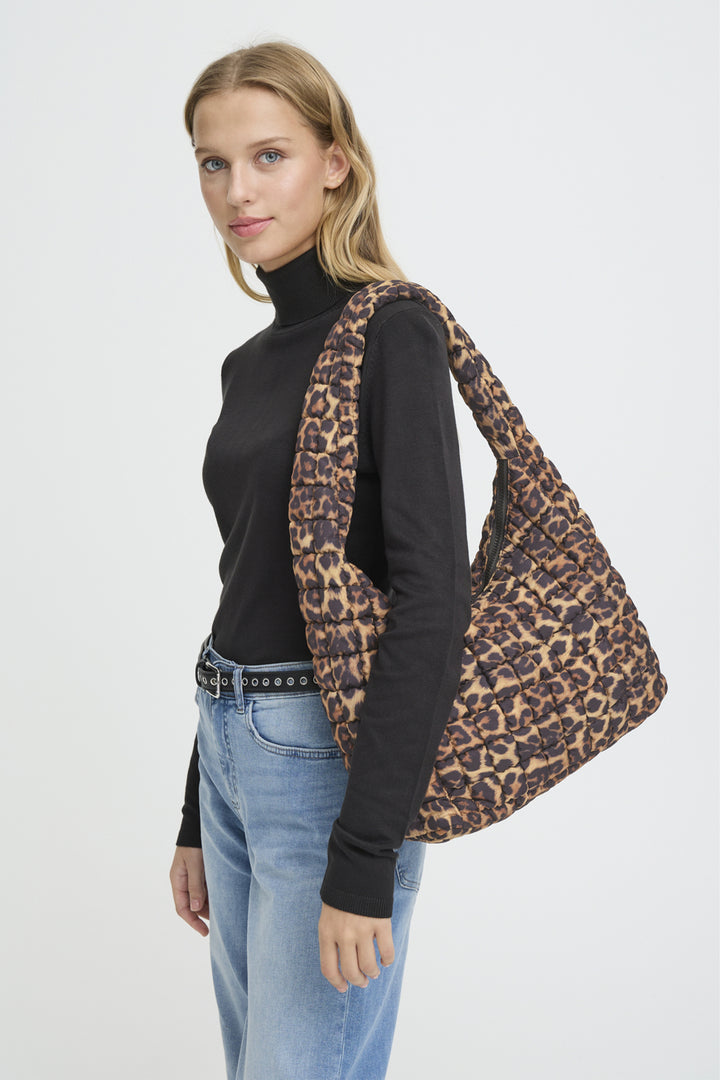 LEOPARD PUFFY CRESCENT BAG