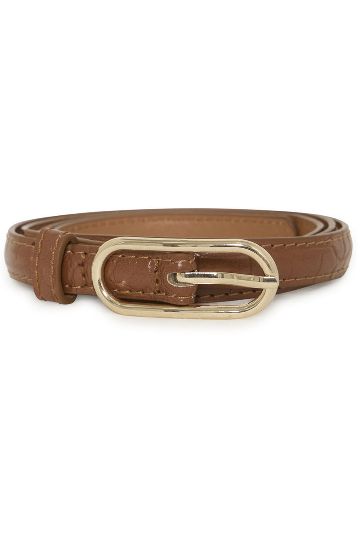 FAUX CROCODILE SKINNY BELT