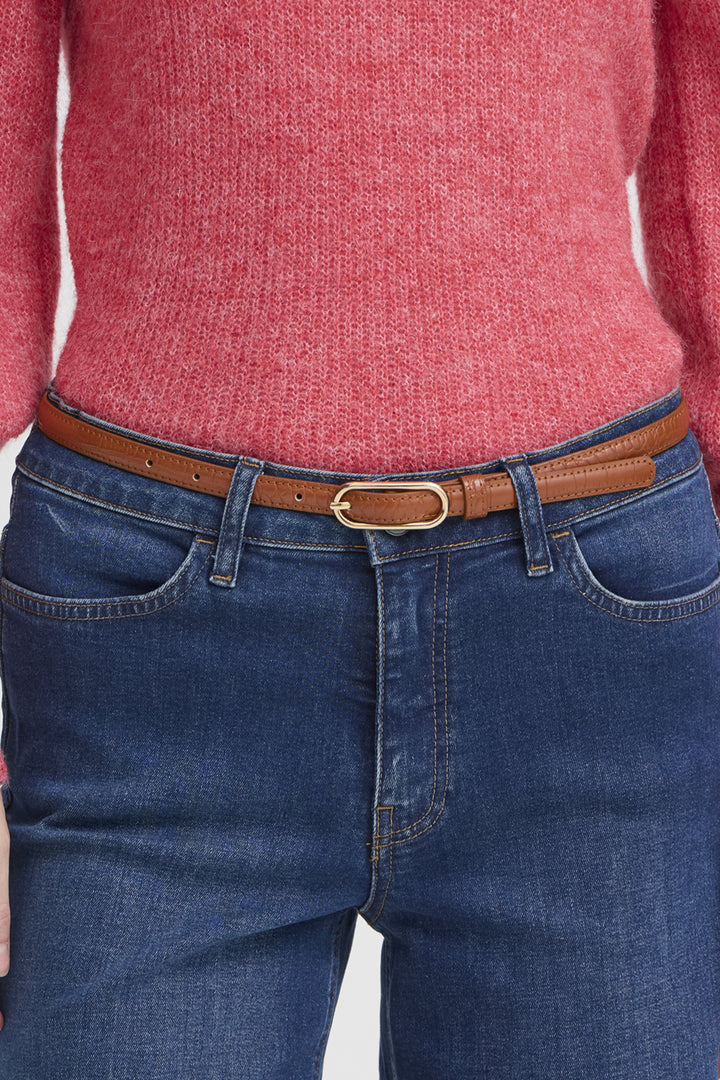 FAUX CROCODILE SKINNY BELT