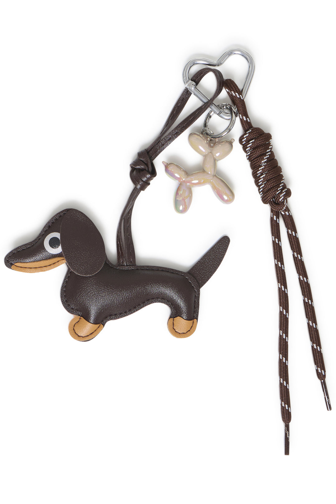 A brown dog bag charm shown against a white background. 