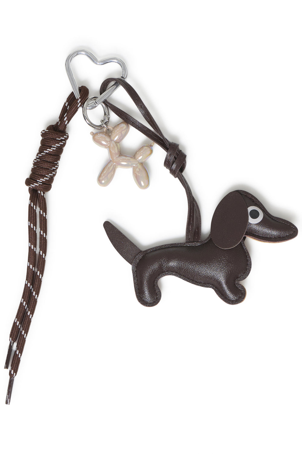 A brown dog bag charm shown against a white background. 