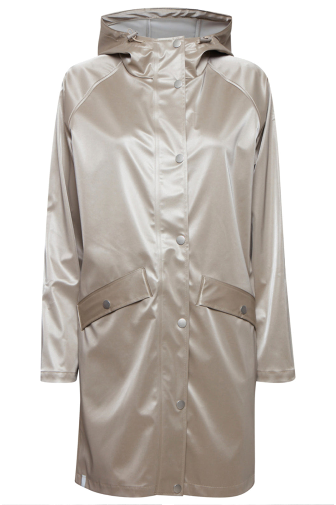 This Long Jacket features a spectacular shine and glossy finish that gives you an edgy, modern look.