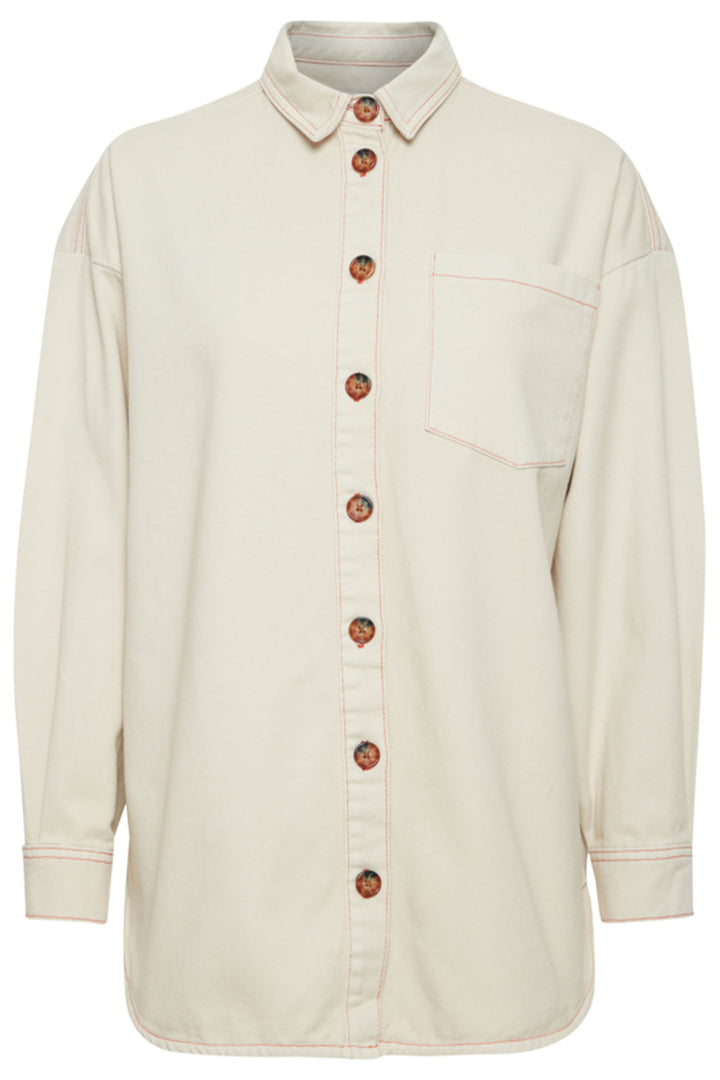 Combining the comfort of a shirt with the functionality of a jacket, it features full front bold buttons and lovely pink stitching for a unique touch. 