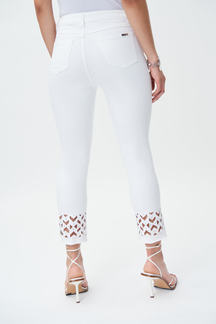 Joseph Ribkoff Spring 2023 women's casual white slim cropped jeans - back