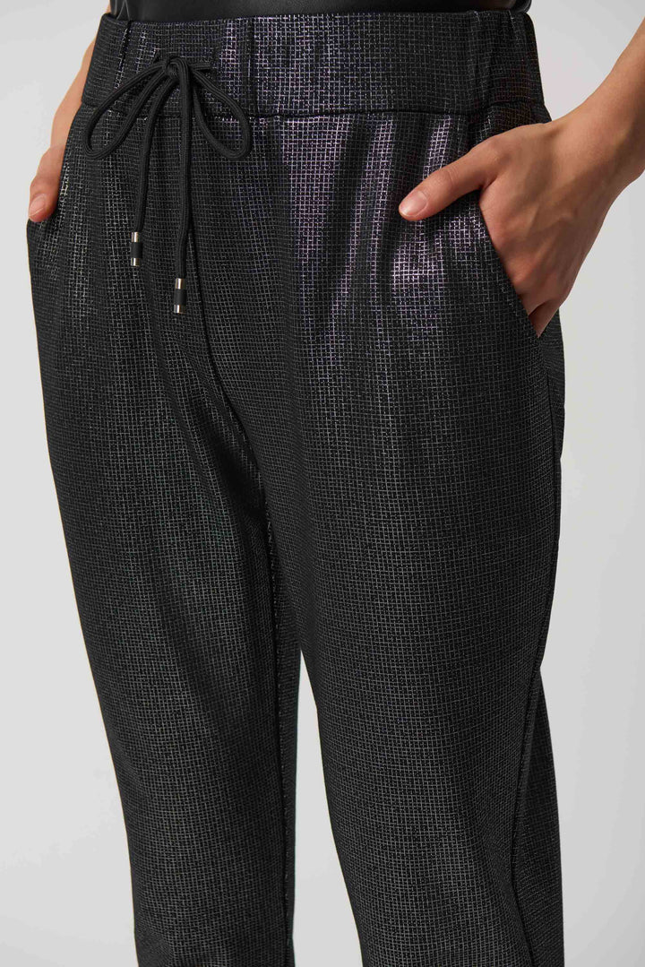Joseph Ribkoff Fall 2023 women's dressy casual coated black jogger pants - detail