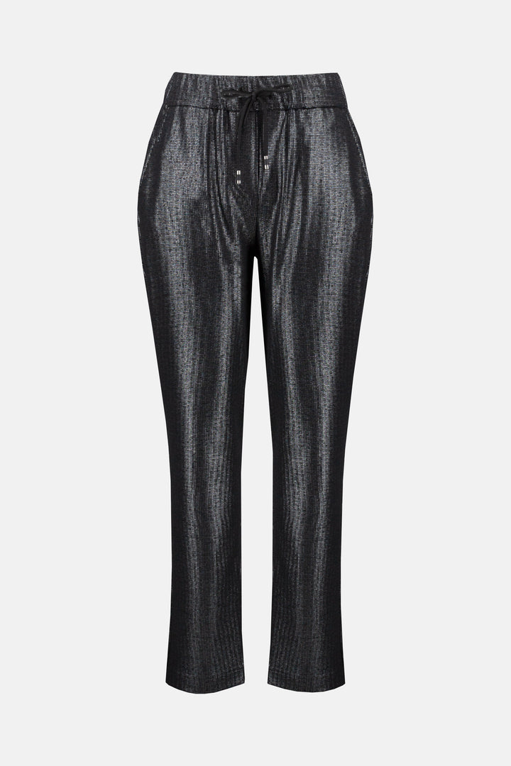 Joseph Ribkoff Fall 2023 women's dressy casual coated black jogger pants - product front