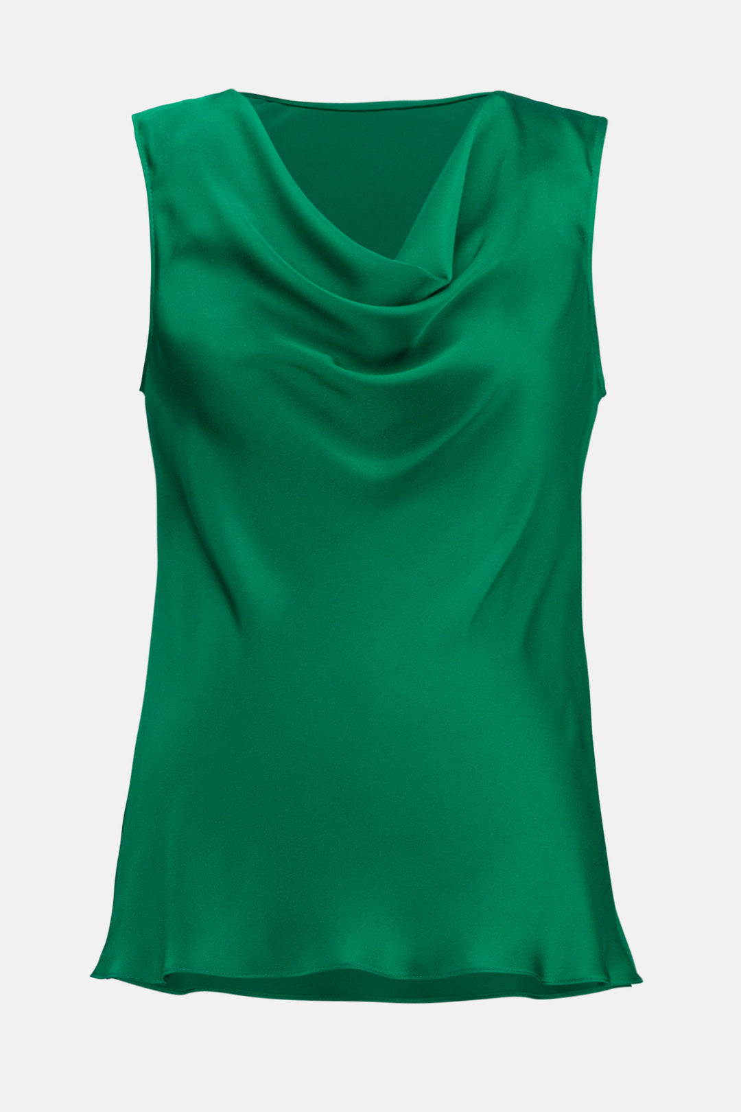 Joseph Ribkoff Fall 2023 women's business casual silk satin sleeveless tunic blouse top - Kelly Green product front