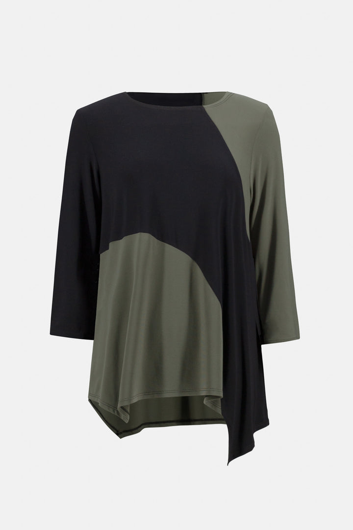 Joseph Ribkoff Fall 2023 women's casual jersey fabric asymmetrical tunic top - product front