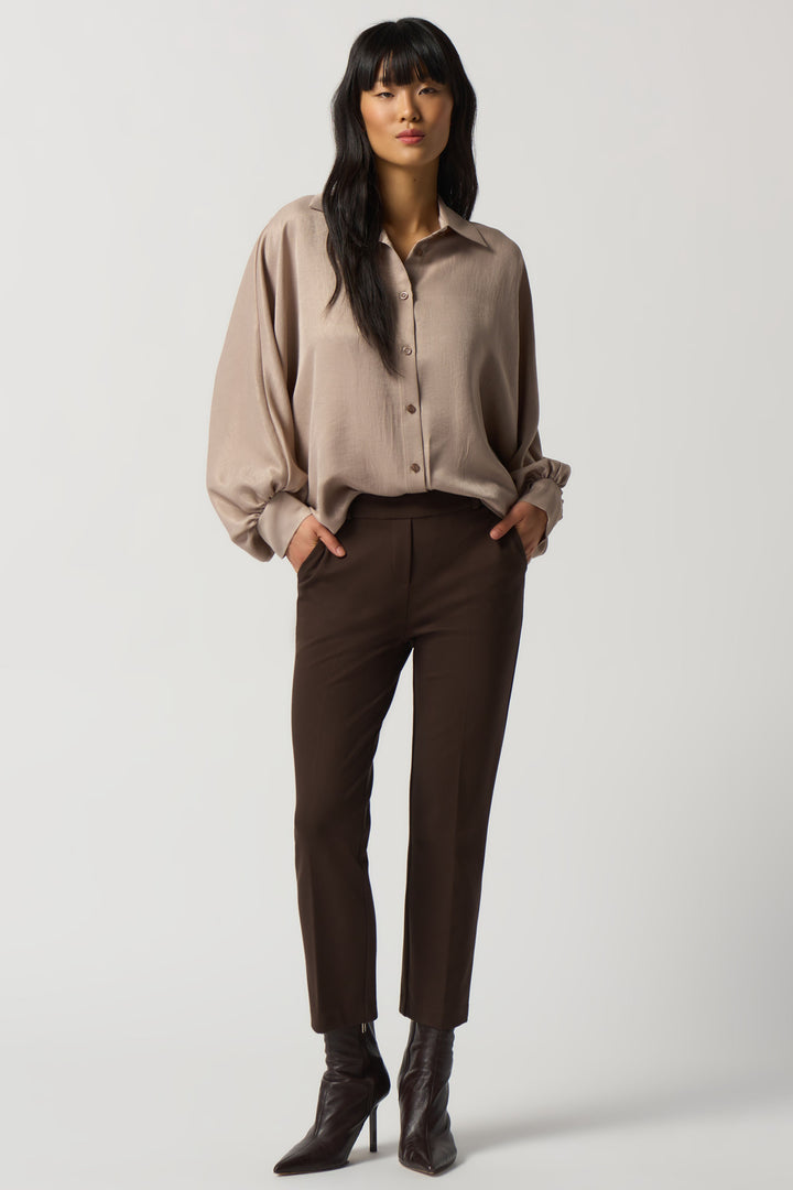 Joseph Ribkoff Fall 2023 women's business casual heavy knit cropped dress pants with pockets - mocha