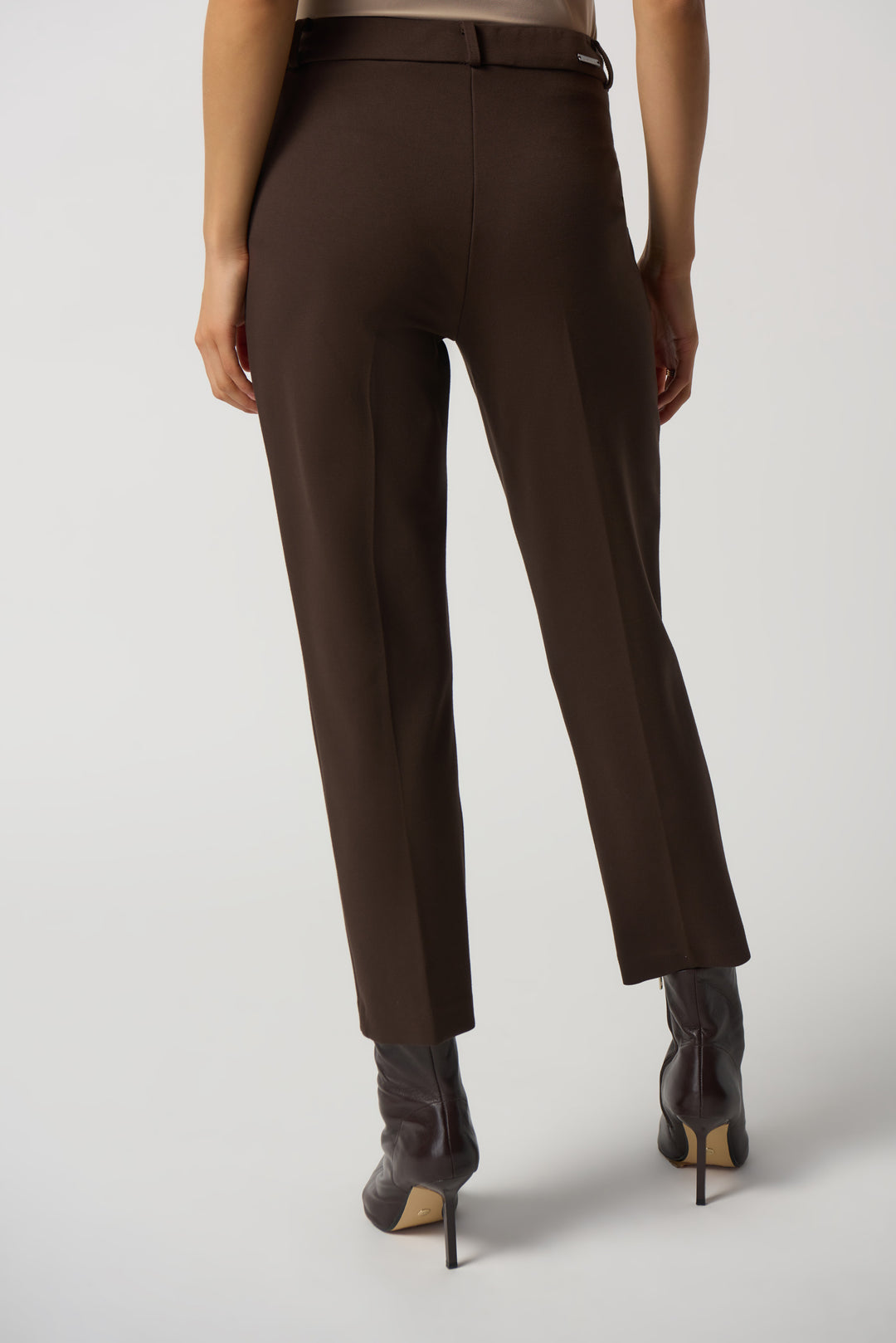 Joseph Ribkoff Fall 2023 women's business casual heavy knit cropped dress pants with pockets - mocha back
