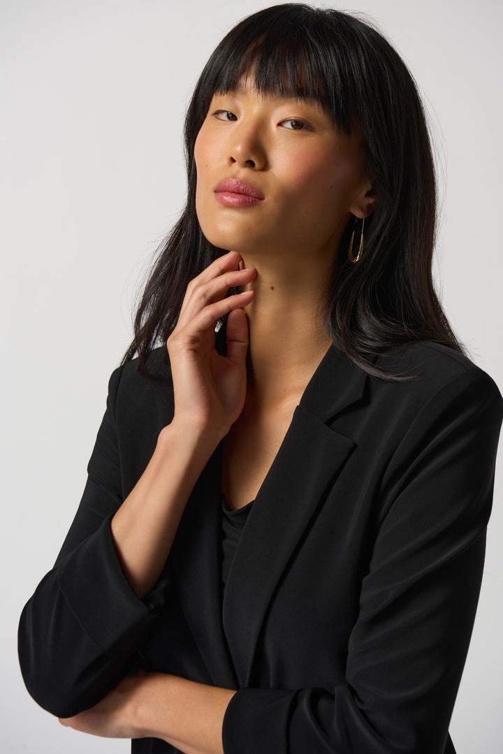 Joseph Ribkoff Fall 2023 women's business casual relaxed black blazer - detail